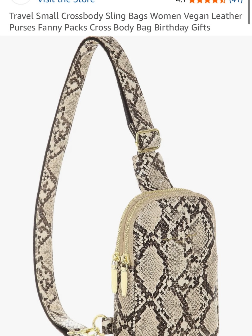 Snake-Print Crossbody Phone Bag in Beige NWT